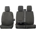 Seat Covers Compatible with Ford Transit, Custom Tailored Fit Black Seat Cover, Front Driver & Double Passenger Seat with Armrest and Central Work Tray, Waterproof & Durable Seat Covers For Transit