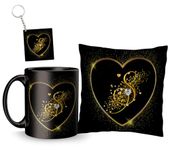 PRAMONITA Valentine Day Alphabet Cushion(12 * 12) with Ceramic Mug(330ml) and Keychain Gift for for His/Her Girlfriend, Boyfriend, Husband, Wife,Friend, Couple (Alphabet - S)