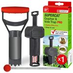 SWISSINNO Vole Trap PRO with Probe Set SUPERCAT– Vertical Tunnel Snap Trap for Voles, Field Mice & Ground Rodents – Strong Spring Trigger, Reusable Garden Pest Control – 1 Trap + 1 Probe Tool