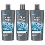 DOVE MEN + CARE 3-in-1 Body, Face & Hair Wash Hydrating Clean Comfort Provides 24-Hour Nourishment with Clean and Crisp Scent of Lemon and Cedarwood, 700ml Pack of 3