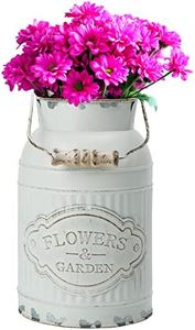 Belle Vous Vase Vintage à Fleurs en Métal Blanc - P12,8 x H20,5 cm - Pot à Lait Shabby Vintage Chic Galvanisé - Pot Lait Zinc Décoratif pour Décoration de Maison/Mariage et Plantes
