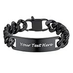 PROSTEEL Custom Name Bracelet Black Stainless Steel Personalized Bracelets ID Bracelets for Men