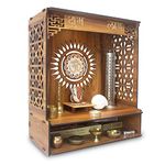 Heartily® Shlok Beautiful Wooden Pooja Mandir for Home or Puja Temple Stand for Office and Shops with Led spot Light (H- 18, L- 16, W-8.75 Inch)