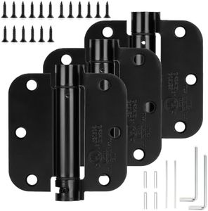 Sophia Self-Closing Door Hinge 3.5 Inch Rounded 5/8 Radius Interior, Spring Loaded Hinge Adjustable Tension for Garage Residential Standard Bedroom Indoor Doors, 3 Pack, Oil Rubbed Bronze