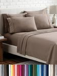 Bare Home Queen Sheet Set - Hotel Luxury Bed Sheets - Extra Soft 6 Piece Set - Deep Pockets - Easy Fit - Cooling & Breathable - Wrinkle, Fade, Stain Resistant - 4 Pillowcases (Queen, Taupe)