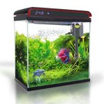 Glass 5 Gallon Fish Tank Aquarium - Smart Self-Cleaning Starter Kit with 3-Color LED Light, Ultra Quiet Pump & Filter, Temperature Monitoring for Betta Fish and Shrimp