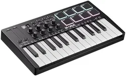 DaierTek Midi Keyboard Controller 25 Key Portable Mini Bluetooth & USB Midi Piano with 8 Backlit Drum Pad, 8 Knobs and Music Production Software for Computer Recording, Music Production