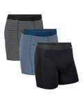 DANISH ENDURANCE Men's Organic Trunks 3-pack MC (Black Stripe, Navy Stripe, Black), XXL