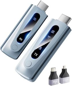 2025 Upgraded Wireless HDMI Transmitter and Receiver 328FT/100M, Plug & Play Portable 5G+2.4G Wireless HDMI Extender Kit for 4K Decode Input 1080P Output, for Audio to Monitor from Laptop/TV Box