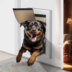 iPetba Heavy Duty Extra Large Dog Door for Door Aluminum Profile Doggie Door for Interior Exterior Telescoping Tunnel Doggy Door with Magnetic for Extreme Weather with Single Flap-XL (Up to 220 Lbs)