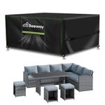 BEEWAY Garden Furniture Cover With Air Vent, Waterproof Patio Rattan Sofa Table Chair Set Cover - 420D Oxford Fabric, Windproof - Rectangular 242 x 182 x 100cm