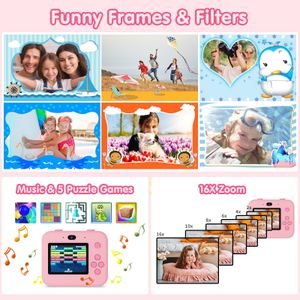 Kids Instant Print Selfie Camera – Pink Digital Photo Toy