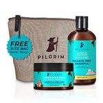 PILGRIM Korean Healthy & Shiny Hair Care Kit With Jute Kit Bag | Sulphate Free Shampoo 200ml & Argan Oil Hair Mask 200gm For Gentle Cleansing, Frizz Control, Moisture & Shine