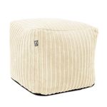 rucomfy Beanbags Corduroy Cube Footstool Bean Bag. Home Decor Accessories for Living Room, Lounge and Bedroom. Modern Furniture Square Pouffe. Machine Washable. 38 x 38 x 38cm (Ivory)