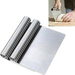 2 Pack Dough Scraper, Stainless Steel Bench Scraper for Baking, Multi-Purpose, Dishwasher Safe, with Measuring Scale, Cut Dough Bread Pastry Pizza Vegetables