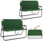 Loveseat Camping Chair, Folding Double Seat Camping Chair Foldable Bench Seating 2 Person Camping Chairs with Armrests for Outdoor Fishing Travel Lawn, Supports up to 330 lbs(Army Green, 2 Pcs)