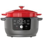 Instant Electric Round Dutch Oven, 6-Quart 1500W, From the Makers of Instant Pot, 5-in-1: Braise, Slow Cook, Sear/Sauté, Food Warmer, Cooking Pan, Enameled Cast Iron, Included Recipe Book, Red