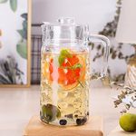 FINSTER Italian Premium Water Pitcher for Tableware Glass Jug Pitcher with Lid, 1800 ML - Iced Tea Pitcher Juice Jug, Hot Cold Water, Ice Tea, Wine, Milk and Juice Beverage Carafes