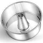 P&P CHEF Angel Food Cake Pan, Stainless Steel 10 Inch Cake Pan with Tube, Round Cake Pan Pound Cake Baking Tin, Conical Hollow & One-Piece Design, Oven & Dishwasher Safe, Healthy & Heavy-Duty