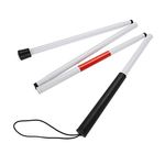 White Stick Blind Collapsible Folding Walking Stick Cane, Red White Walking Cane Long Stick Foldable Mobility Collapsible Reflective For The Blind And Vision Impaired