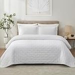 Hansleep Quilt Set Ultrasonic Lightweight Bed Decor Coverlet Set Comforter Bedding Cover Bedspread for All Season Use (White Line, 68x90 inches)