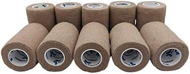 PintoMed – 10 X Beige X 7.5CM X 4.5M - Cohesive Bandage Stretched, Self-Adhesive Flexible Bandages, First Aid Sports Wrap Bandages Pack Individually for Medical, Sports and Veterinary use.
