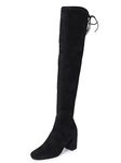 SaintG Women's Stretch Suede Above The Knee Cowboy Boots (Black, 5 UK)