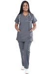 UNIFORM CRAFT Women’s Designer Scrub Suits DSDX01 || 6 pocket scrubs, cargo pockets | Ideal for doctors, dentists, vets, nurses & healthcare professionals (Grey, M)