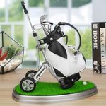 10L0L Golf Pen Holder with 3 Pieces Golf Club Pens Set Unique Golf Golf Desk Decor Gifts Souvenirs for Men - Black + White