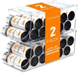 SCAVATA 2 Pack Skinny Can Organizer for Refrigerator, Stackable Tall Skinny Soda Pop Can Holder Dispenser with Lid for Fridge Pantry Rack Freezer, Clear Plastic Storage Bins-Holds 12 Slim Cans Each