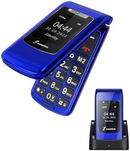 SweetLink F2 Plus Telefono Cellulare per Anziani, Flip Cellulare Anziani con Tasti Grandi, Contatti con Immagini, Base di Ricarica, Volume Alto, Funzione SOS, Doppia SIM,Pantalla 2.4", Blu