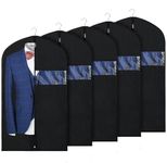 Syeeiex 40-Inch Suit Bag, Suit Cover Garment Bags (Set of 5) Suit Garment Bag for Men, Suit Bags for Closet Storage with Clear Window for Men, Suits, Coats, Black