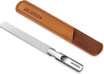 Men's Professional Metal Nail File with Real Leather Case, Double-Sided Buffing Nail File with Non-Slip Handle for Women, Children, Nails, Foot and Hand