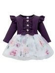 OMLI Baby Girl Dress | Toddler Dress | Long Sleeve Infant Casual Dress | Ruffle Print Clothes Purple