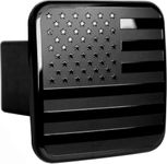 American Black Metal Flag Trailer Hitch Cover, Fits 2" Receiver