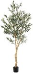 Realead 6ft Faux Olive Tree, Tall Olive Tree Plants, Fake Potted Olive Silk Tree, Artificial Olive Trees for Modern Home Office Living Room Floor Decor Indoor