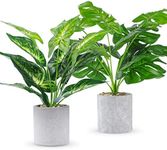 WUKOKU 2pcs Fake Plants 16" Faux Plants Artificial Potted Plants Indoor for Home Office Farmhouse Kitchen Bathroom Table Shelf Decor