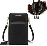 Valerie Small Crossbody Cell Phone Bag for Women Mini Over Shoulder Handbag Purse with Credit Card Slots (Big Size Black)