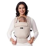 Momcozy PureHug Baby Carrier, Pure Cotton Carrier for 3-24 Months, Effortless to Put On, Ideal for Hands-Free Parenting, Enhanced Lumbar Support, Khaki