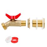 STYDDI Solid Brass Rain Barrel Spigot, Quarter Turn Ball Valve Faucet with Heavy-Duty Bulkhead Fitting Adapter for Aquariums, Water Tanks, Tubs, Pools