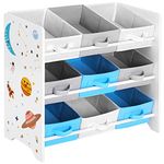 SONGMICS Children's Storage Shelf for Toys and Books, 9 Removable Boxes Non-woven Fabric, for Children's Room, Playroom, Nursery, School, 62.5 x 29.5 x 60 cm, Space Pattern, White GKR33WT