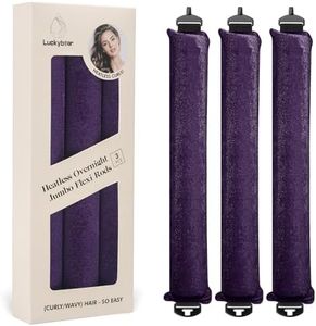 Overnight Heatless Hair Curler Blowout Rods Satin Flexi Rods for Heatless Overnight Jumbo Curls, No-Heat Styling Tools for All Hair Types, 3pcs Purple