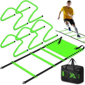 Speed and Agility Training Equipment: 5 Adjustable Agility Hurdles. 20ft Agility Ladder, Soccer Training Equipment Set for Youth Adults