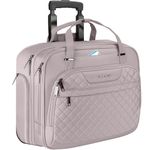 EMPSIGN Rolling Laptop Bag for Women - Wheeled Briefcase Fits Up to 15.6 Inch Laptop, Water-Repellent Overnight Computer Bag with RFID Pockets, Dusty Pink