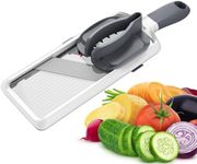 ZKIRON Multi Handheld Mandoline Slicer - Adjustable Stainless Steel Blade, Comfort Grip, Safety Features, Easy to Clean, Ideal for Speedy Slicing of Fruits and Vegetables (Gray)