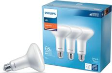 Philips LED Flicker-Free BR30, Non-Dimmable, Frosted, 650 Lumen, Soft White Light (2700K), 9W=65W, EyeComfort Technology, E26 Medium Base, (576561) 3-Pack