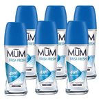 Mum Brisa Fresh Roll On Deodorant, 48 Hours Plus Protection, Anti-Perspirant, Vegan, Sustainable Glass Bottle, Alcohol Free Womens Mens Deodorant, Fresh Breeze Fragrance, 50 ml, Pack of 6