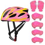 RosewineC Kids Helmet Toddler Bike Helmet with Sports Gear Set Knee Elbow Pads Wrist Guards, Adjustable Toddler Helmet for 3-11 Years for Cycling, Roller Skating, Skateboard(Pink)