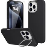 X-level for iPhone 16 Pro Case with Stand, Compatible with MagSafe, Silicone Case with 1 Screen Protector, Built-In Camera Stash Stand, Magnetic Shockproof Protective Phone Cover, Black