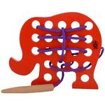 Skillofun Wooden Elephant Lacing Toy for 2 Year Old Girls And Boys | Fine Motor Skills Development Toy for Toddlers & Kids | Montessori Materials for Early Learning | Sewing Kit for Kids | Activity Toys